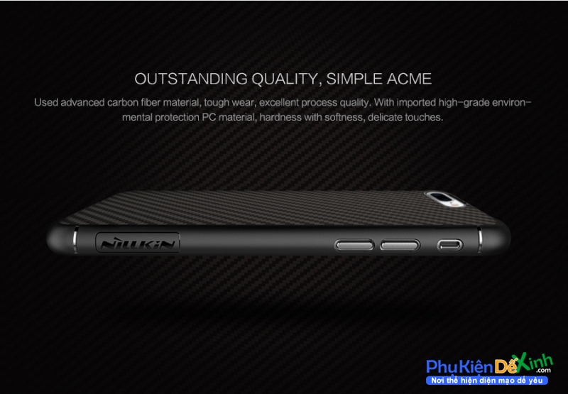 Ốp Lưng iPhone 8 Hiệu Nillkin Fiber Chính Hãng kẽ vân sọc chính hãng Nillkin Synthetic Fiber chất liệu PC và sợi tổng hợp cao cấp thân thiện với môi trường, có khả năng đàn hồi tốt, không bị giòn và khả năng chống trầy xước tốt.